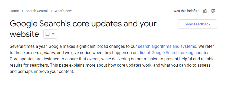 Google Search's Core Updates