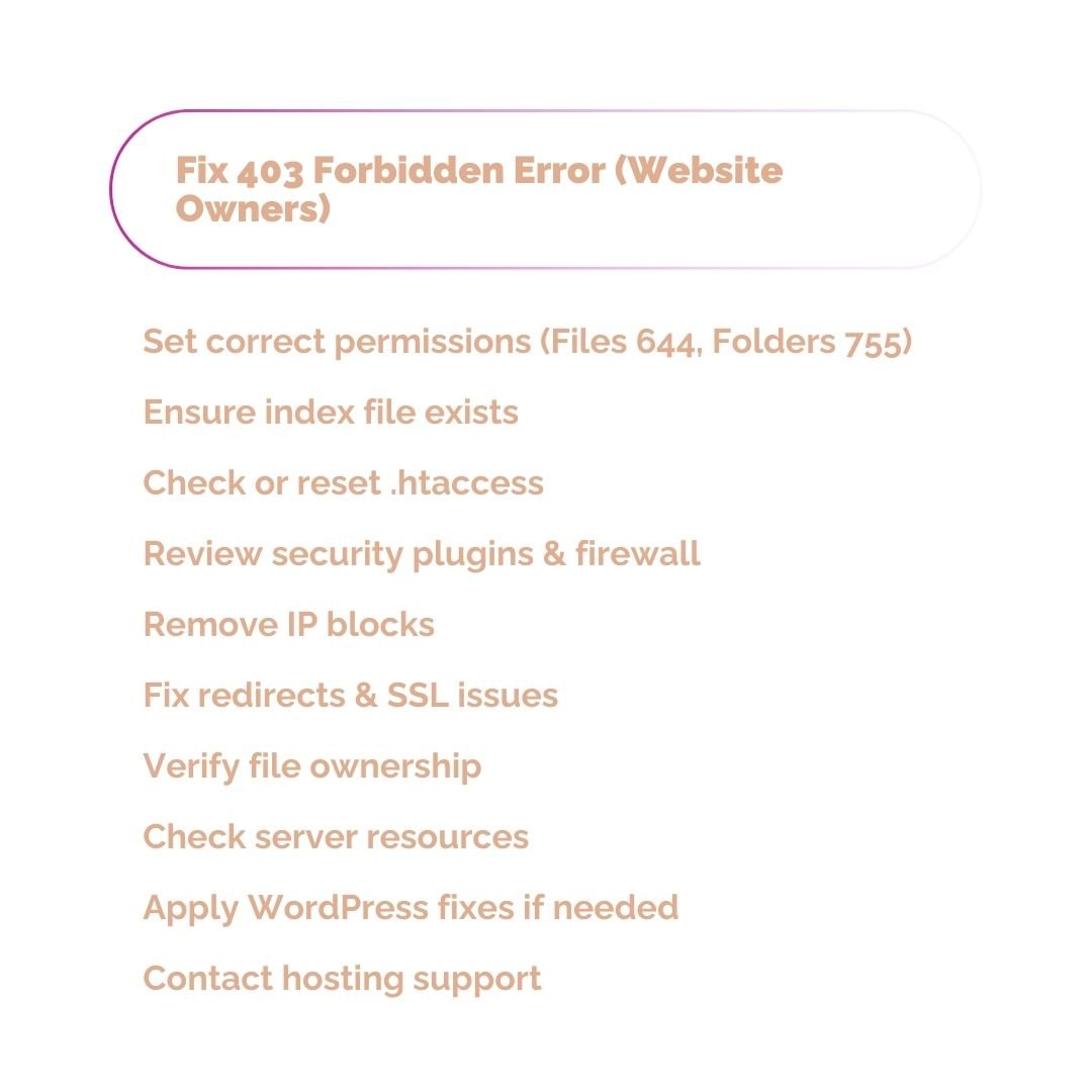 Fix 403 Forbidden Error (Website Owners)